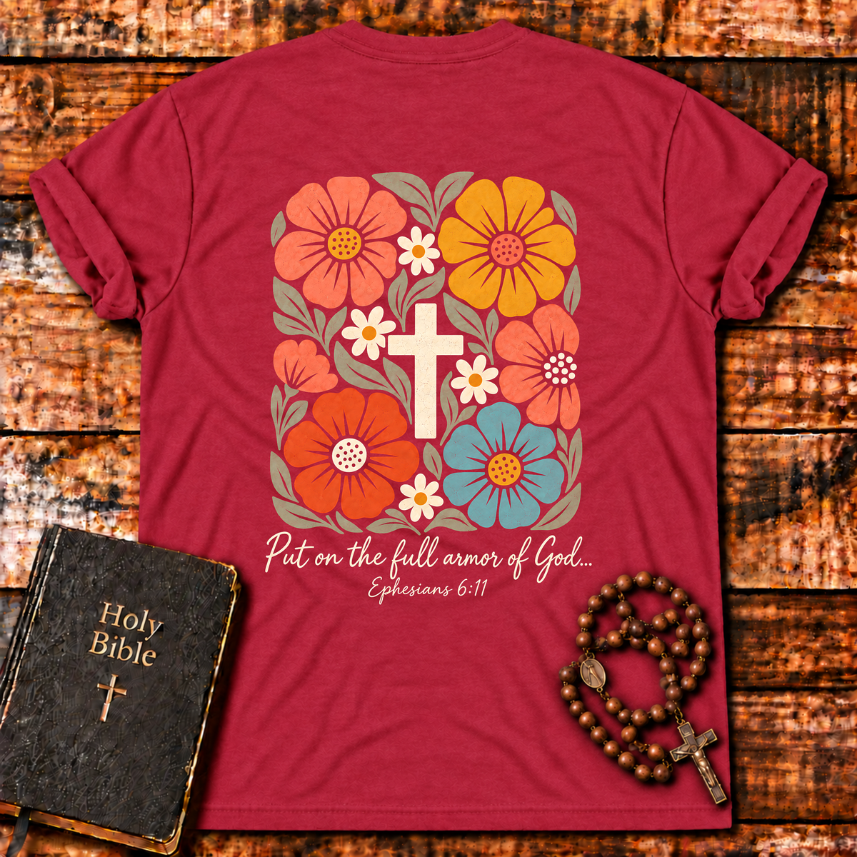 Full Armor Of God Floral T-Shirt