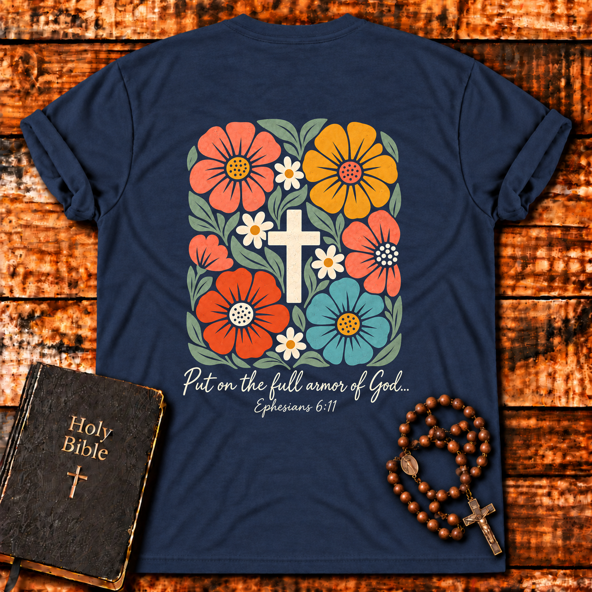 Full Armor Of God Floral T-Shirt