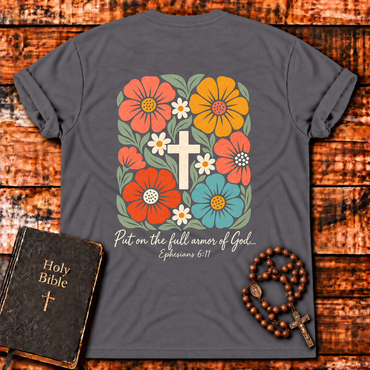 Full Armor Of God Floral T-Shirt
