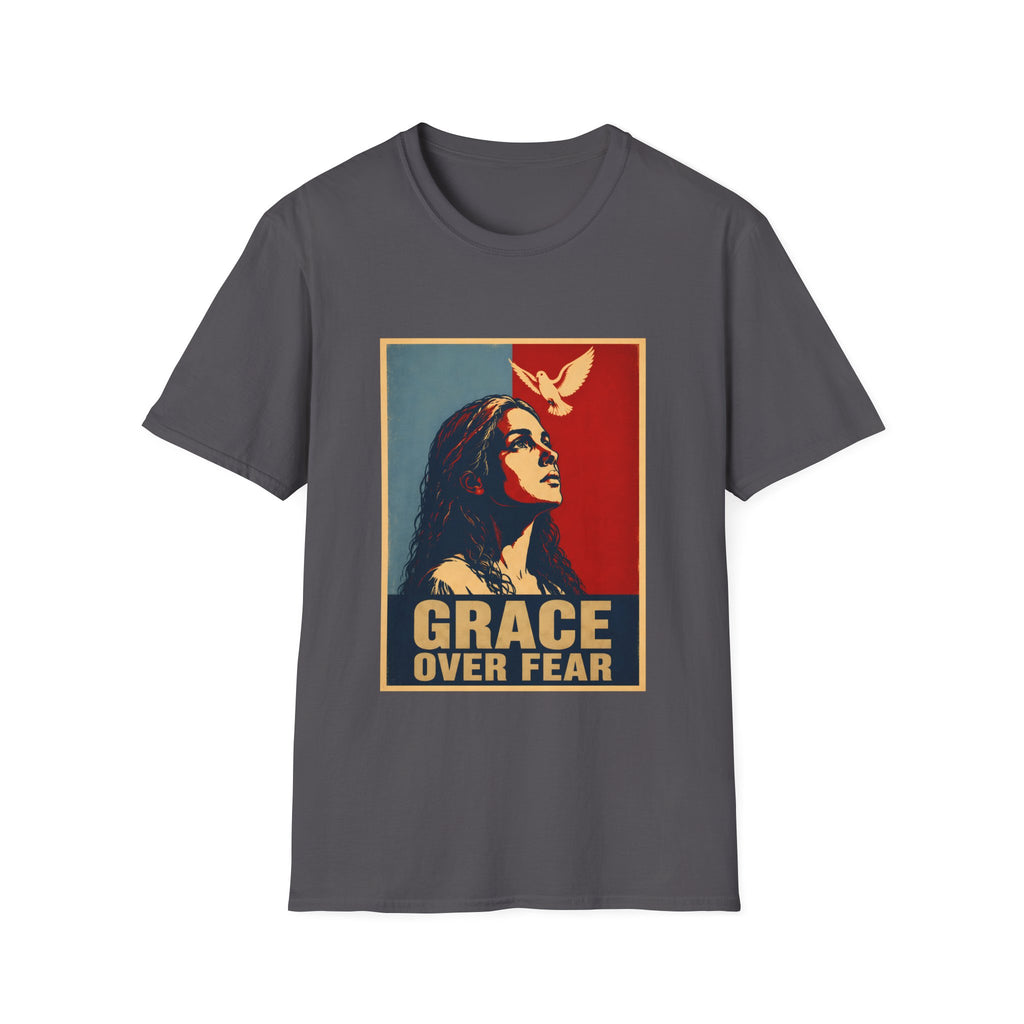 Grace Over Fear Christian Faith Inspirational Dove Woman Religious Hope T-Shirt