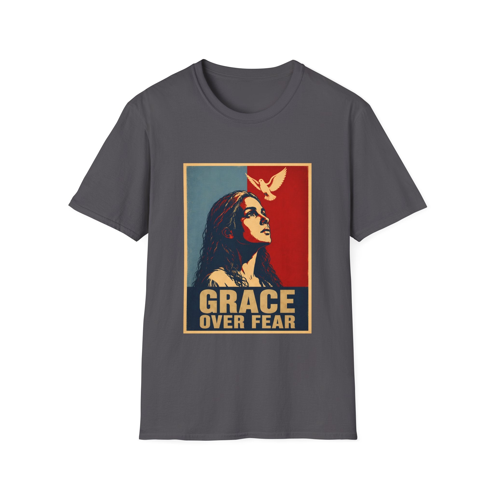 Grace Over Fear Christian Faith Inspirational Dove Woman Religious Hope T-Shirt