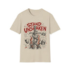 Stand Unshaken Christian Warrior Sword Cross Armor Faith Over Fear Bible Verse Ephesians 6 Isaiah 54 T-Shirt