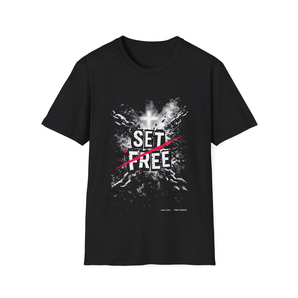 Set free john 8 36 christian cross broken chains easter faith freedom T-Shirt
