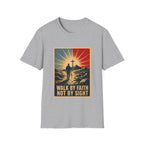 Walk By Faith Not By Sight Christian Cross Sunset Bible Verse Inspirational T-Shirt