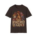 Redeemed By Grace Christian Faith Prayer And Flowers T-Shirt