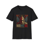 Faith Will Rise Christian Angel Warrior With Wings Cross Symbol And Spiritual Battle Power T-Shirt
