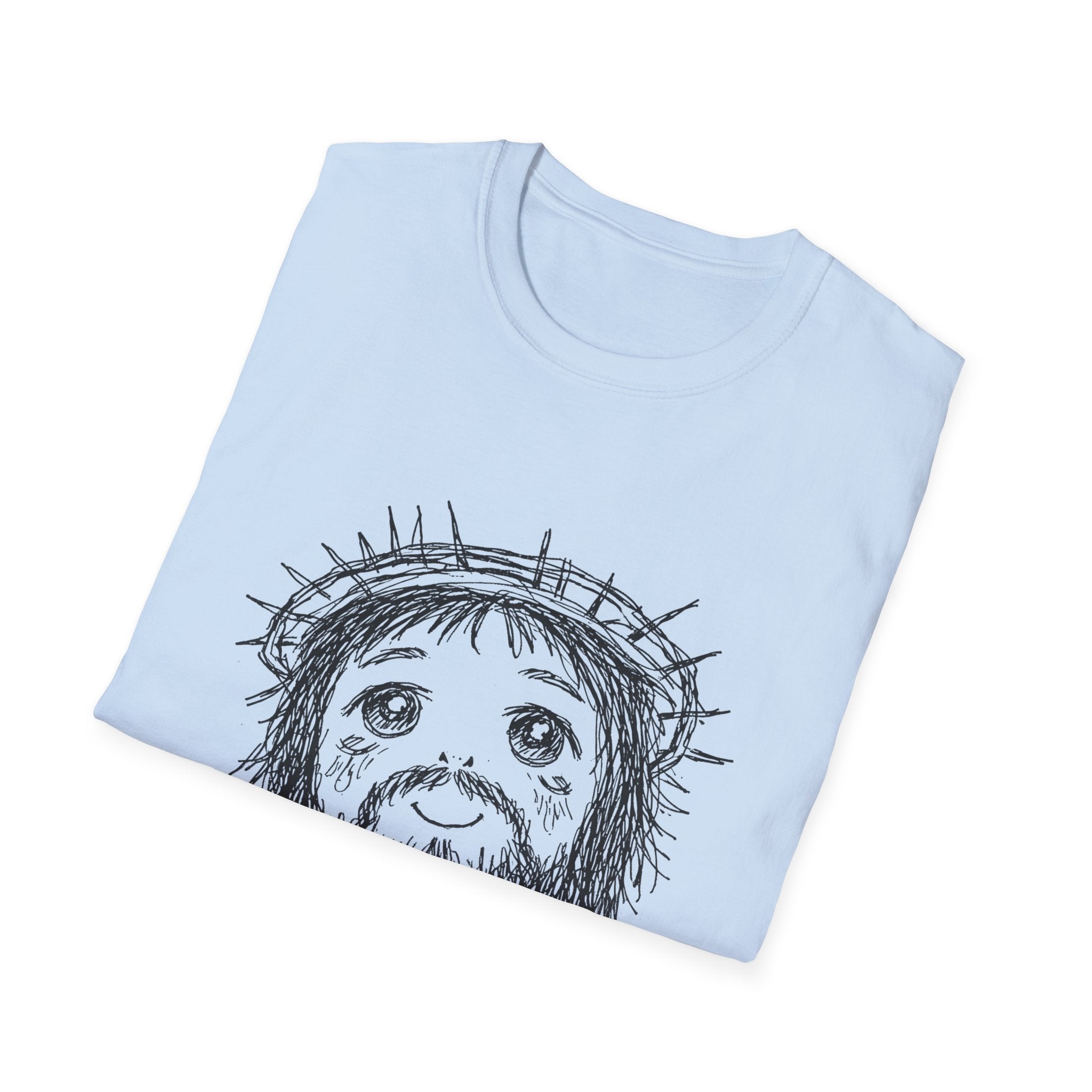 Cute jesus with crown of thorns kawaii christian faith anime style T-Shirt
