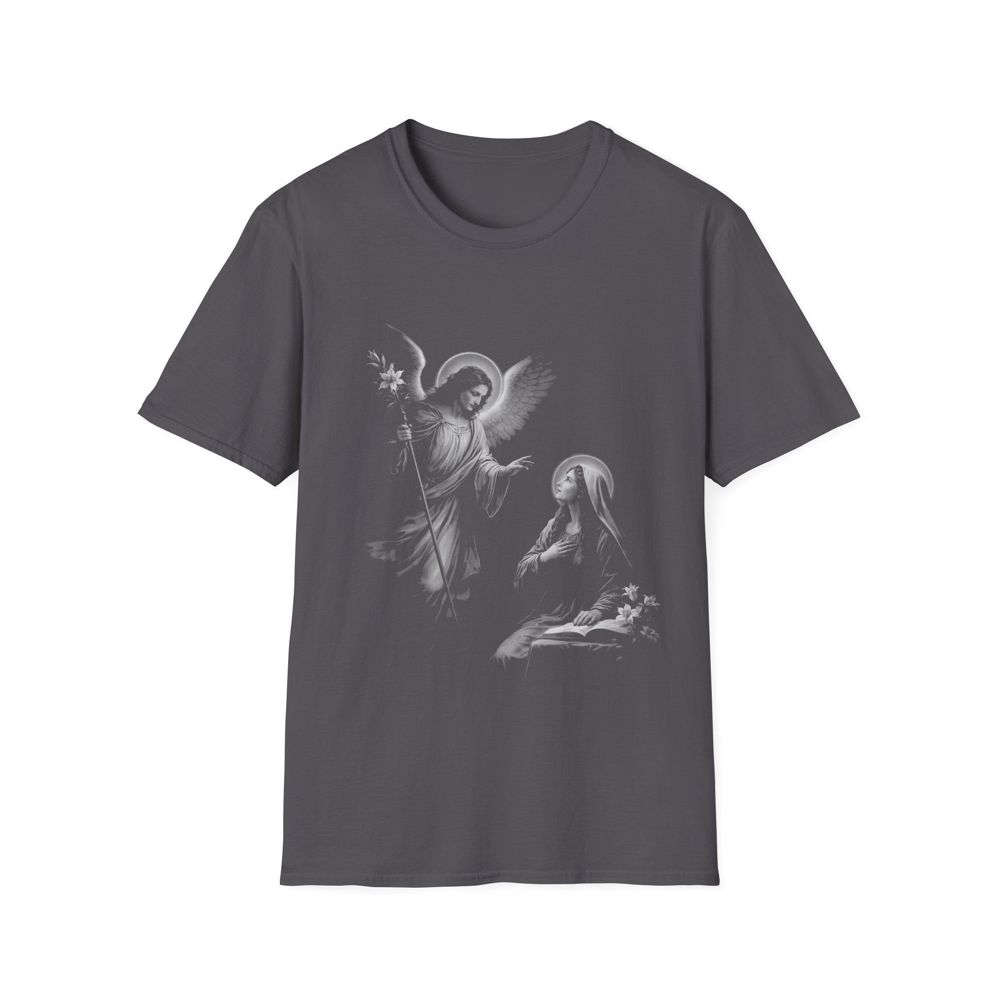 Annunciation angel gabriel and virgin mary christian catholic angelic scene religious artwork for believers and marian T-Shirt