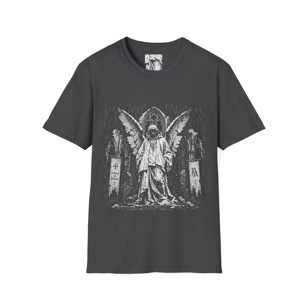 Endure In Silence Fallen Gothic Angel In Ruined Cathedral  Aesthetic For Metal And Horror Fans T-Shirt