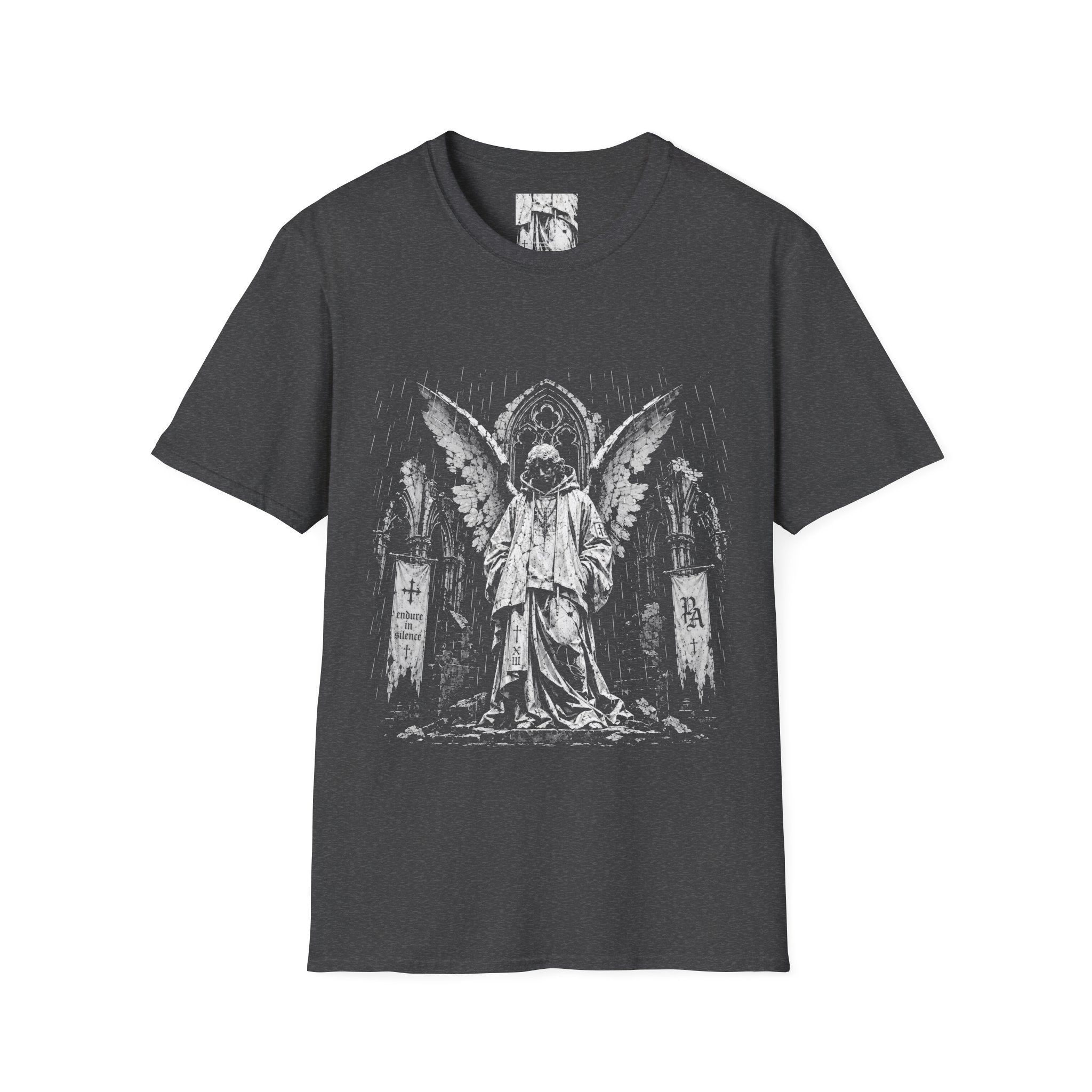 Endure In Silence Fallen Gothic Angel In Ruined Cathedral  Aesthetic For Metal And Horror Fans T-Shirt