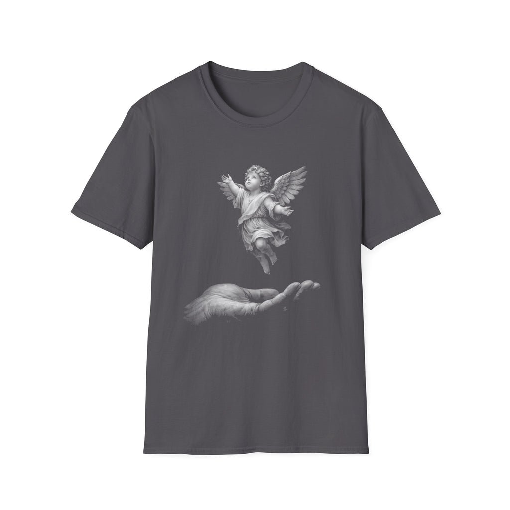 Guardian angel in gods hand spiritual christian memorial baby angel protection from above T-Shirt