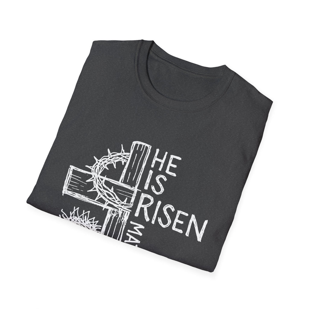 He is risen matthew 28 6 cute christian easter resurrection cross crown of thorns T-Shirt