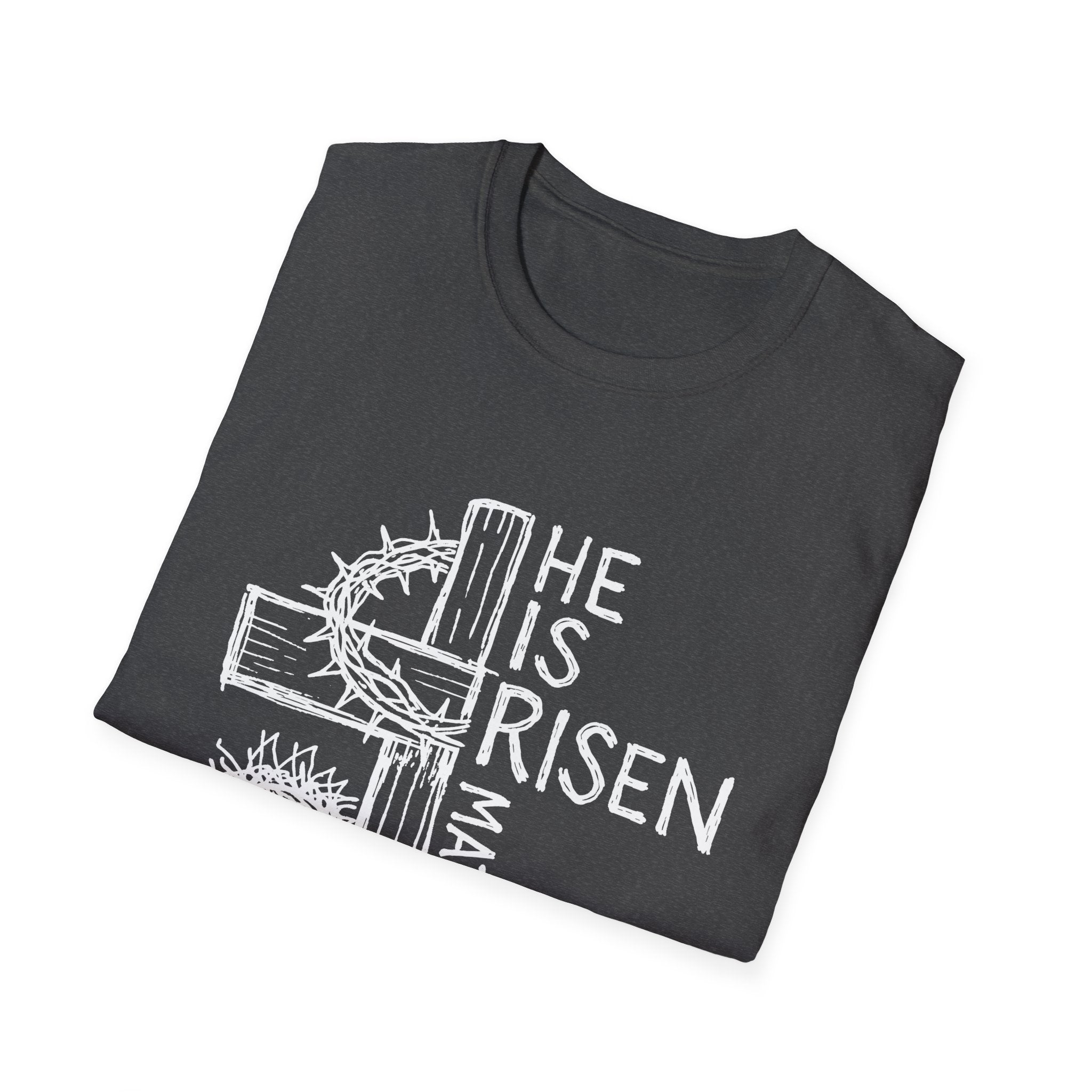 He is risen matthew 28 6 cute christian easter resurrection cross crown of thorns T-Shirt