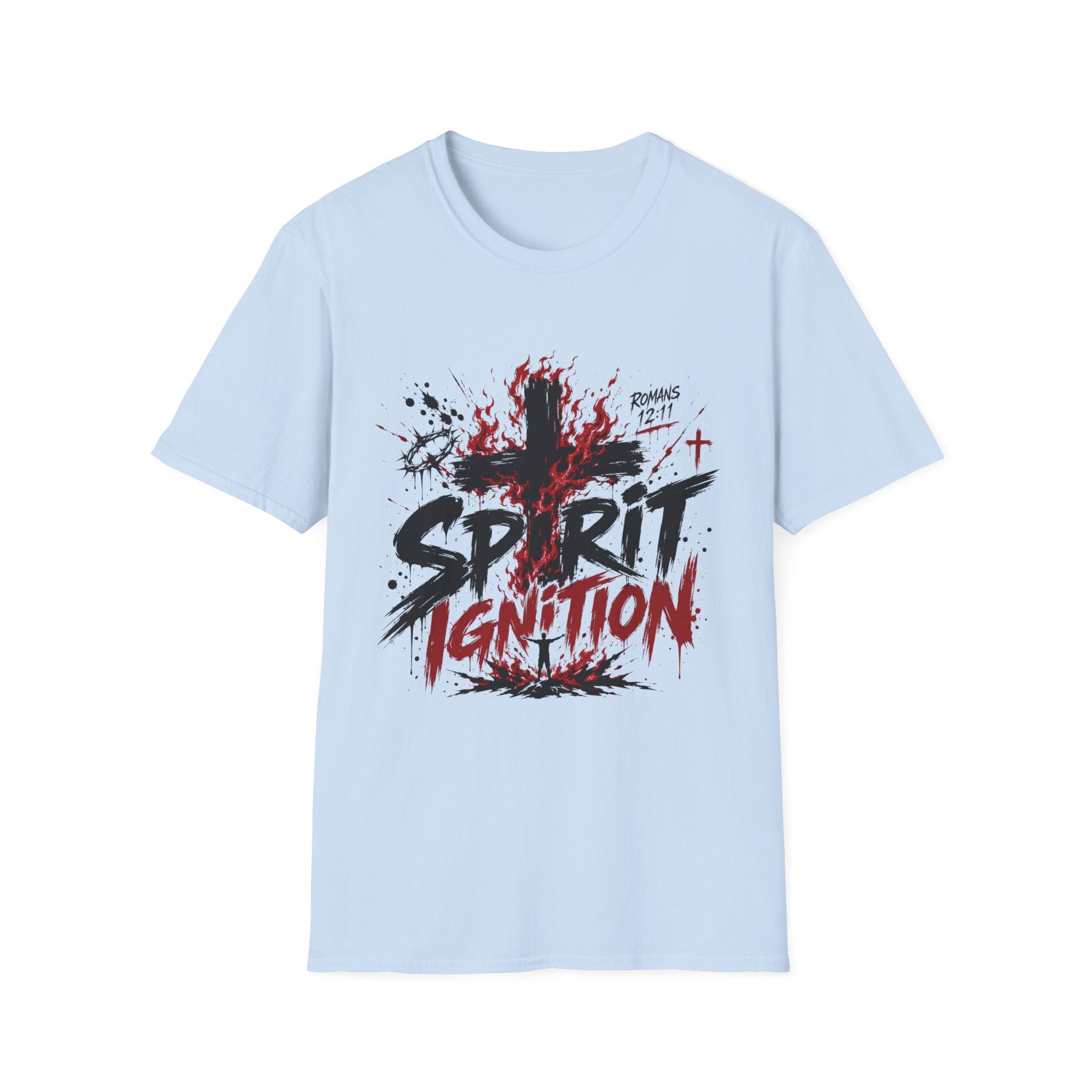 Spirit Ignition Romans 12 11 Fiery Christian Cross Worship Revival Faith T-Shirt