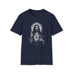 sacred heart of jesus christ with holy bible catholic christian religious image of jesus T-Shirt