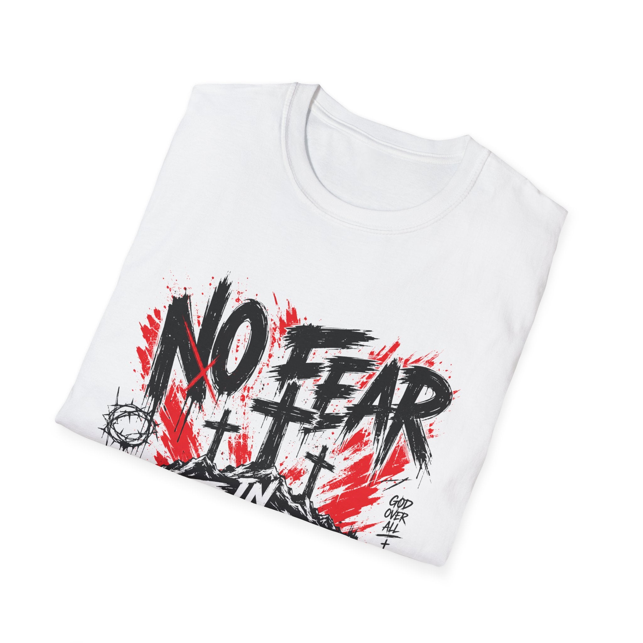 No Fear In Faith God Over All Romans 8 31 Christian Cross Victory T-Shirt