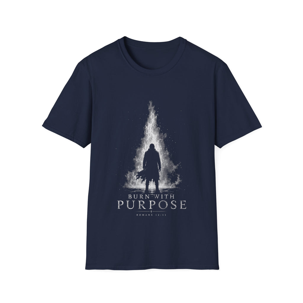 Burn With Purpose Romans 12 11 Christian Fire Scripture Verse Faith Motivation T-Shirt