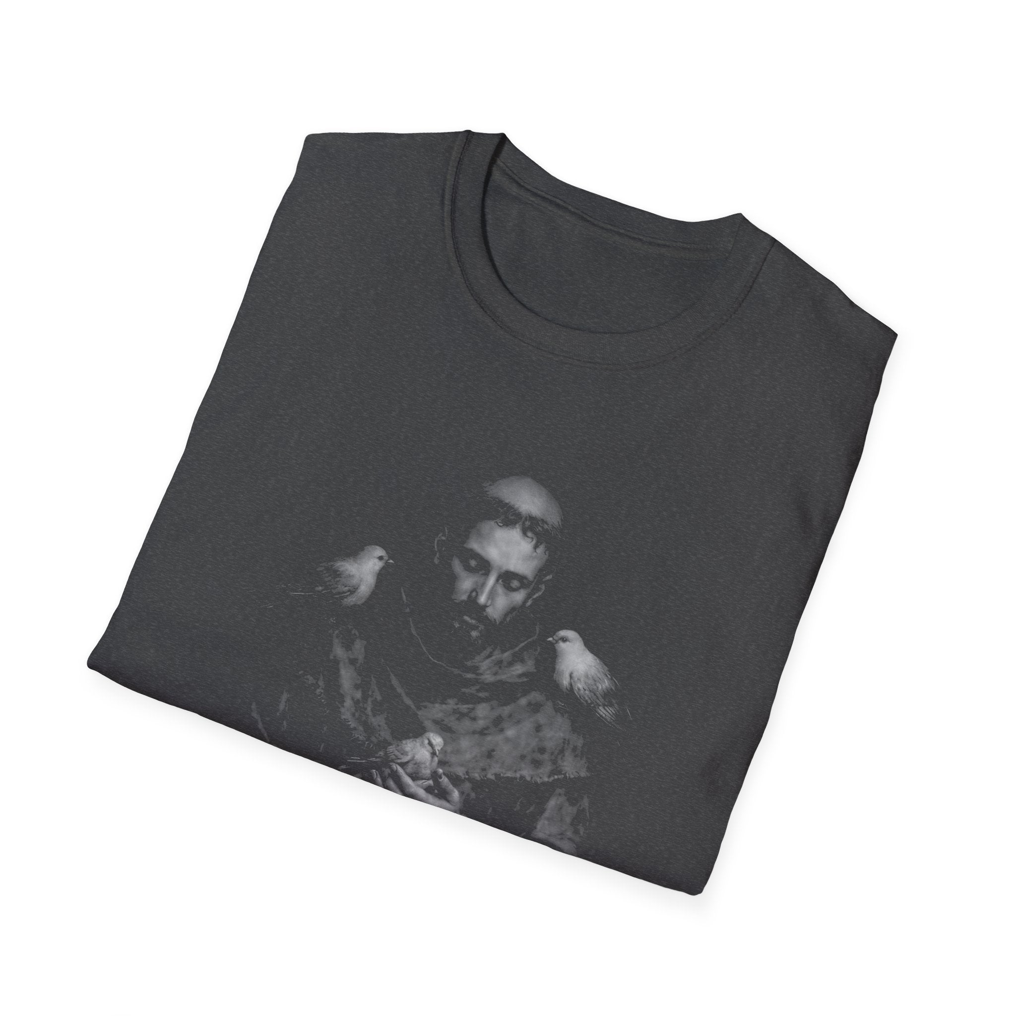 Saint francis of assisi with animals wolf rabbit and doves patron of animals and ecology T-Shirt