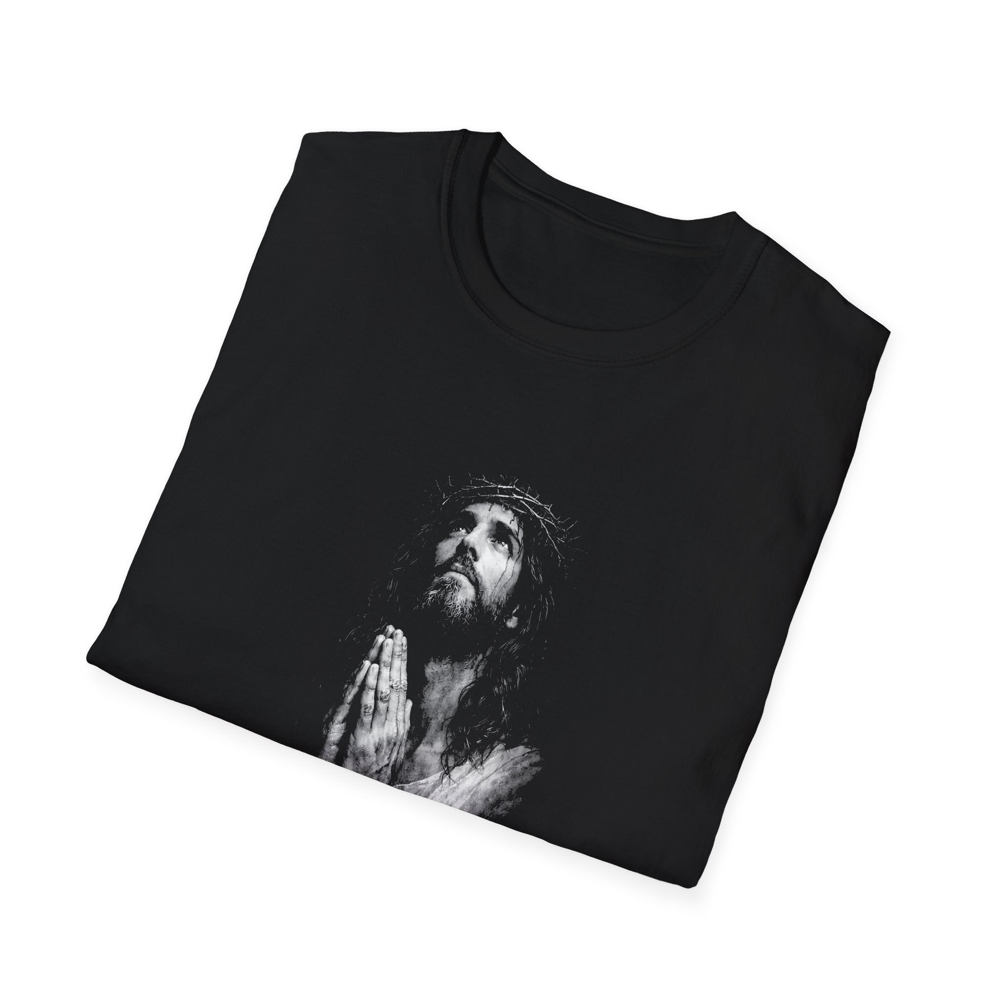 Jesus Christ Praying Crown Of Thorns Christian Faith Easter Good Friday Salvation Art T-Shirt