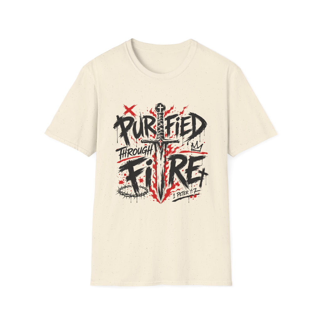 Purified Through Fire Christian Sword Cross 1 Peter 1 7 Bible Verse Faith