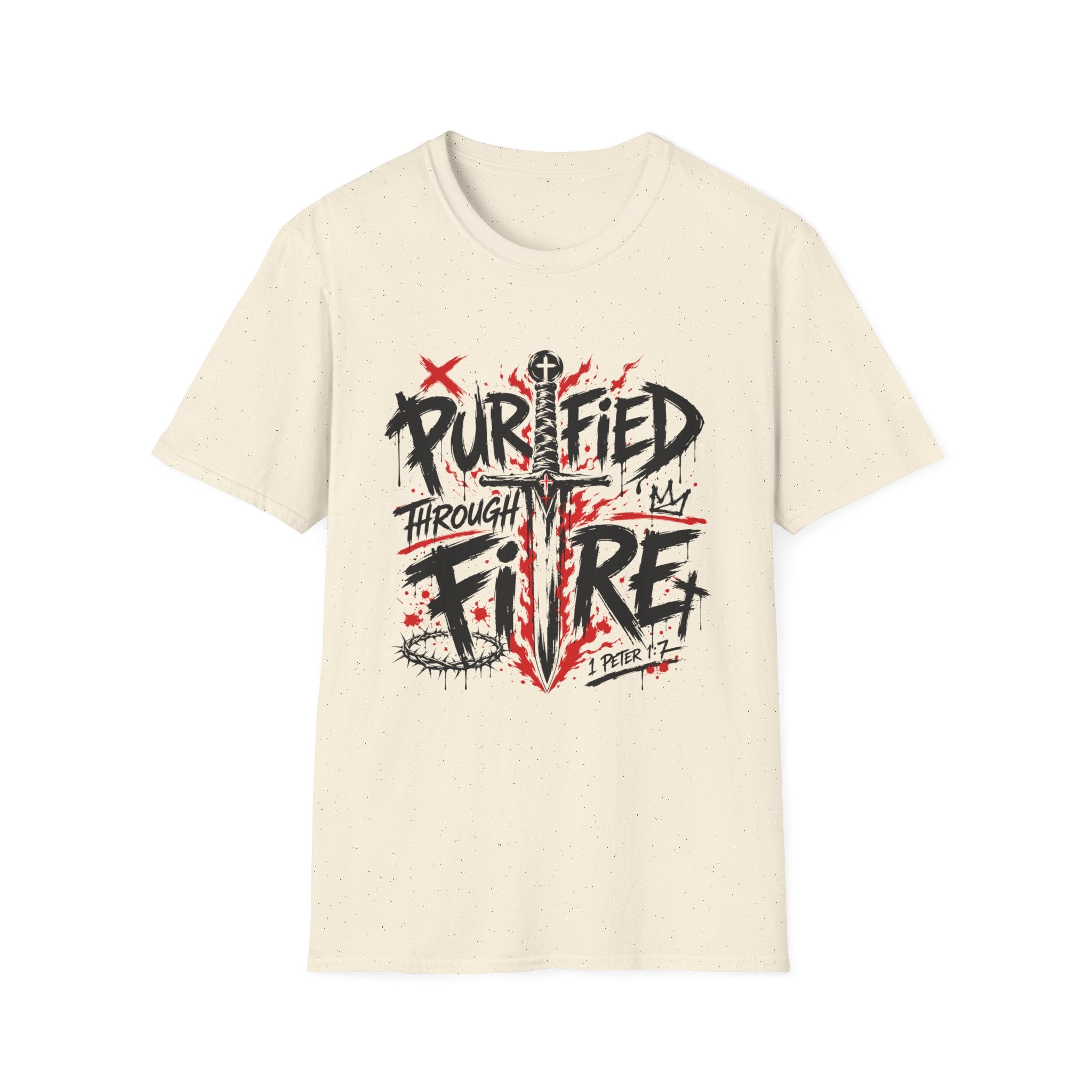 Purified Through Fire Christian Sword Cross 1 Peter 1 7 Bible Verse Faith