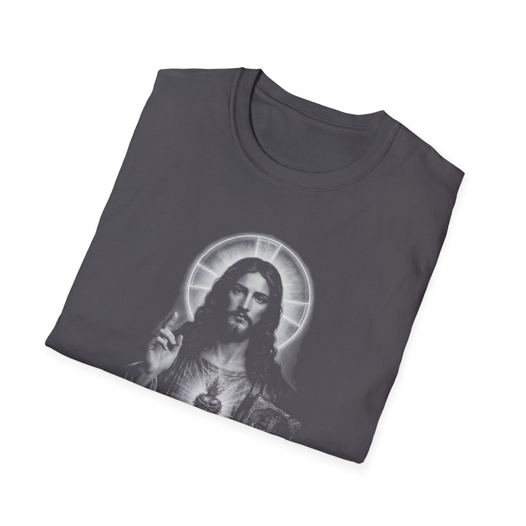 sacred heart of jesus christ with holy bible catholic christian religious image of jesus T-Shirt