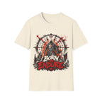 Born To Endure Dark Fantasy Warrior Knight Gothic Crusader Symbol T-Shirt