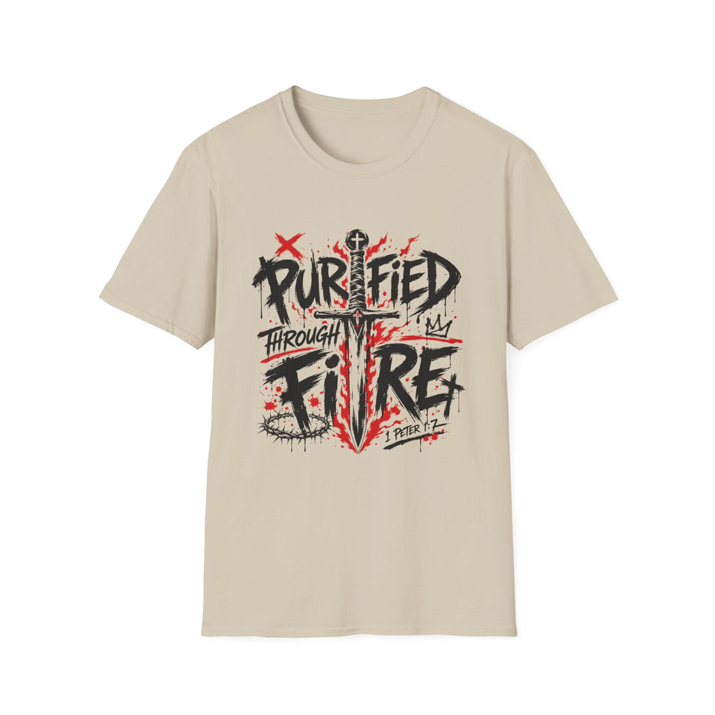 Purified Through Fire Christian Sword Cross 1 Peter 1 7 Bible Verse Faith