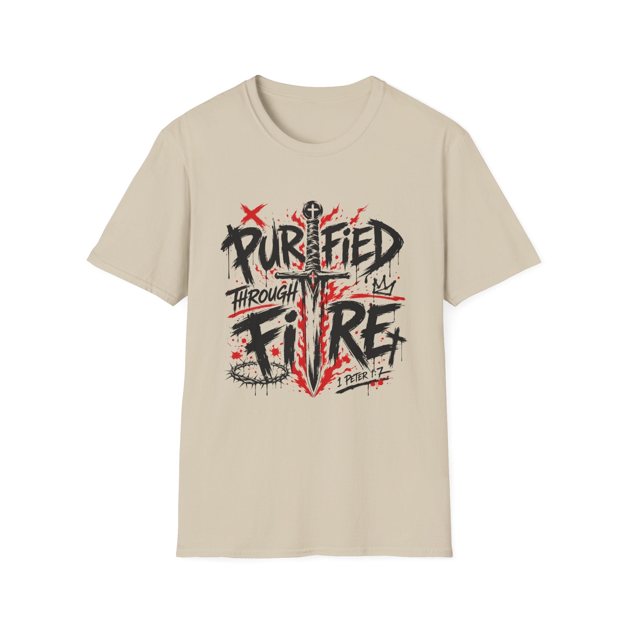 Purified Through Fire Christian Sword Cross 1 Peter 1 7 Bible Verse Faith