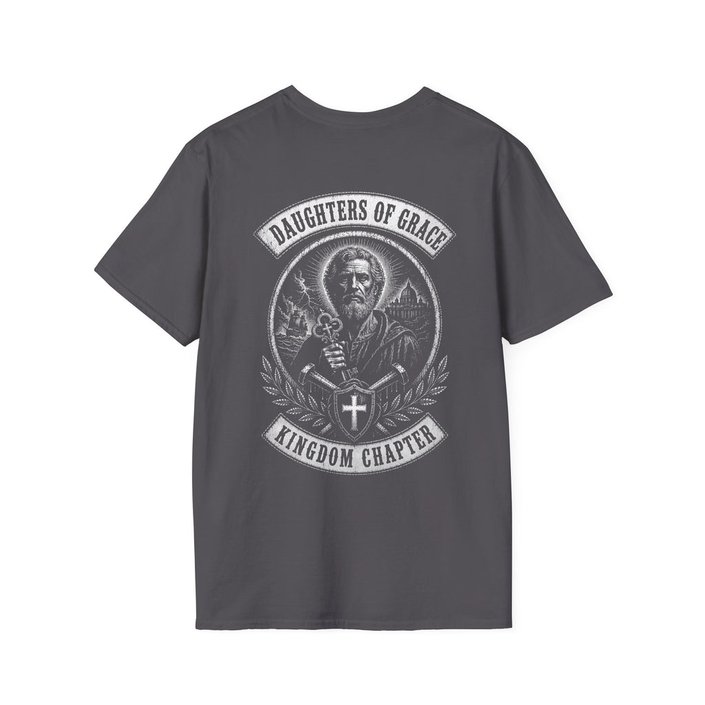 Daughters Of Grace Kingdom Chapter Christian Warrior Saint With Cross Shield Keys T-Shirt