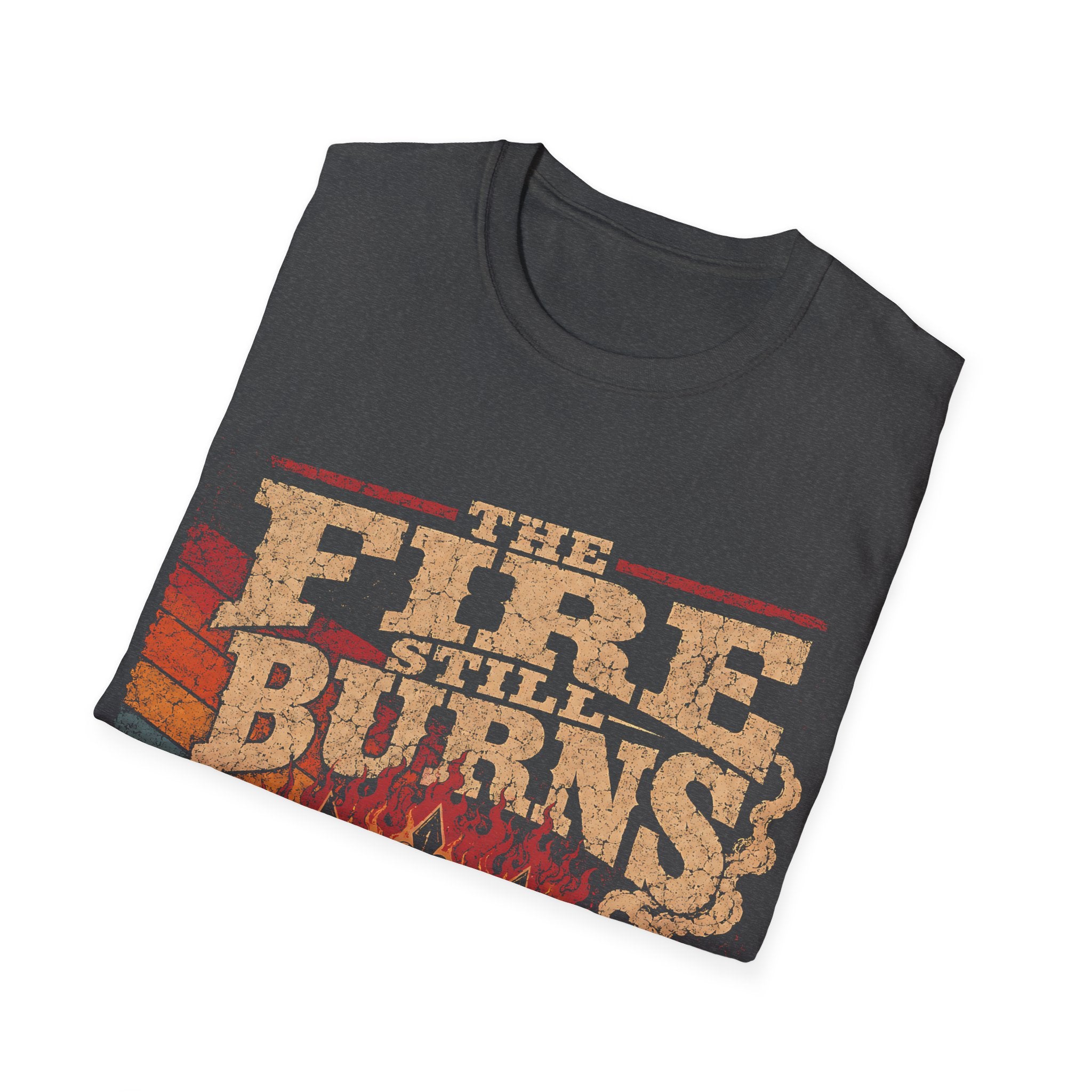 The Fire Still Burns Christian Revival Cross Crown Retro Vintage Faith Jesus T-Shirt