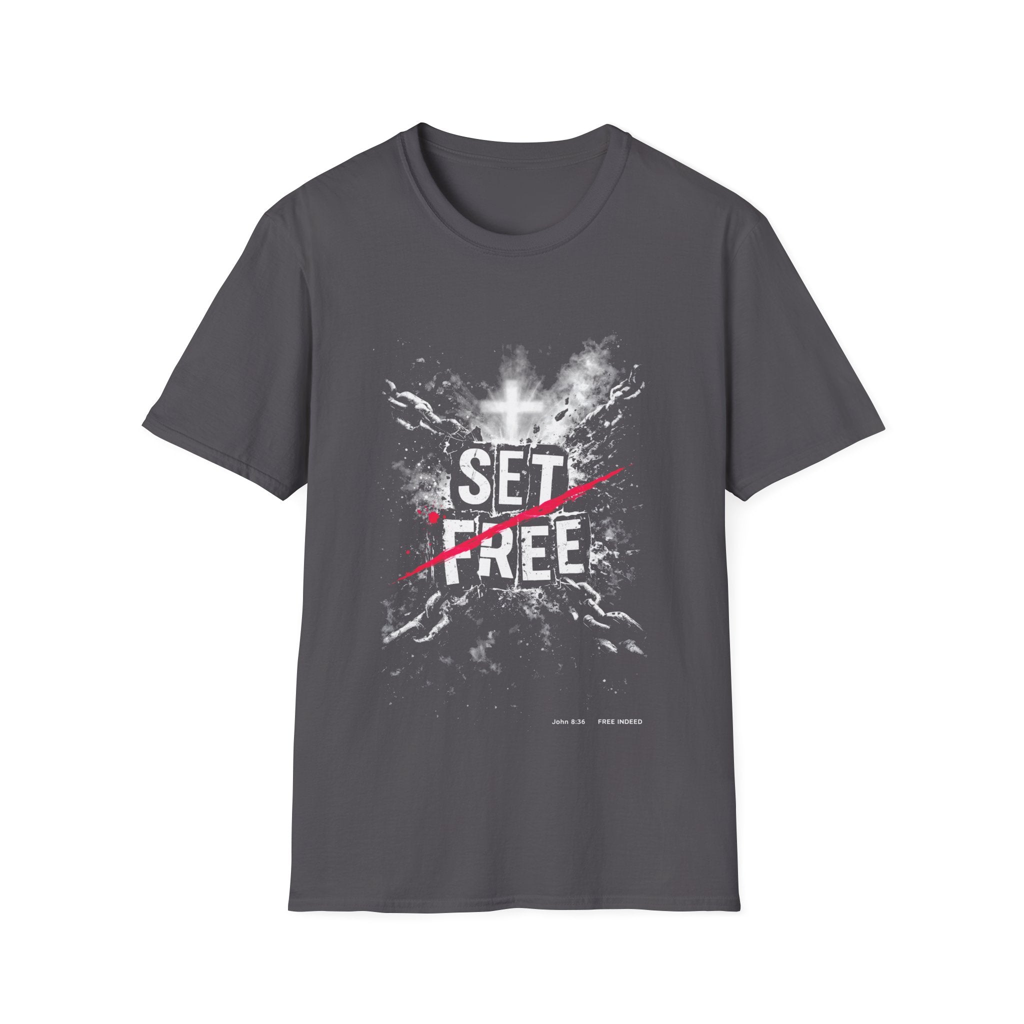 Set free john 8 36 christian cross broken chains easter faith freedom T-Shirt