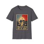 Walk By Faith Not By Sight Christian Cross Sunset Bible Verse Inspirational T-Shirt