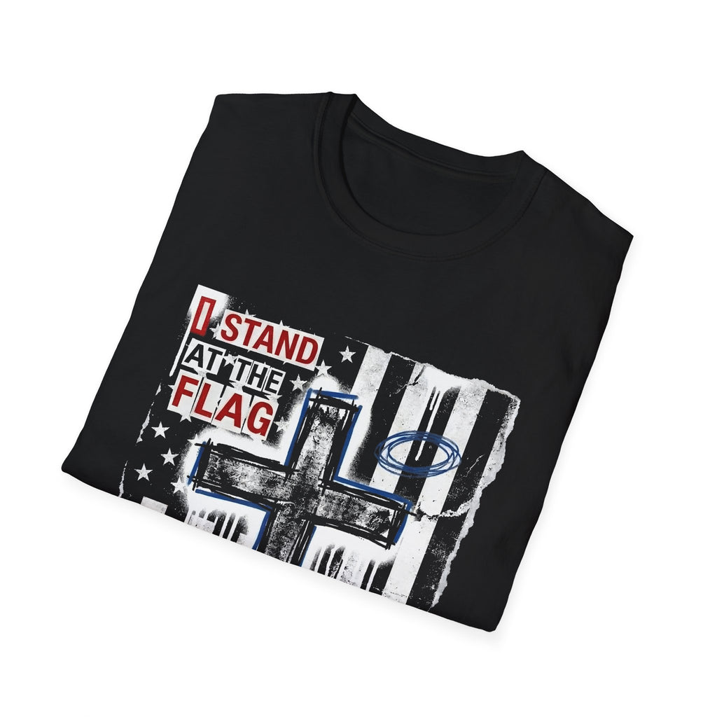 I stand at the flag i kneel at the cross christian patriotic american flag cross T-Shirt