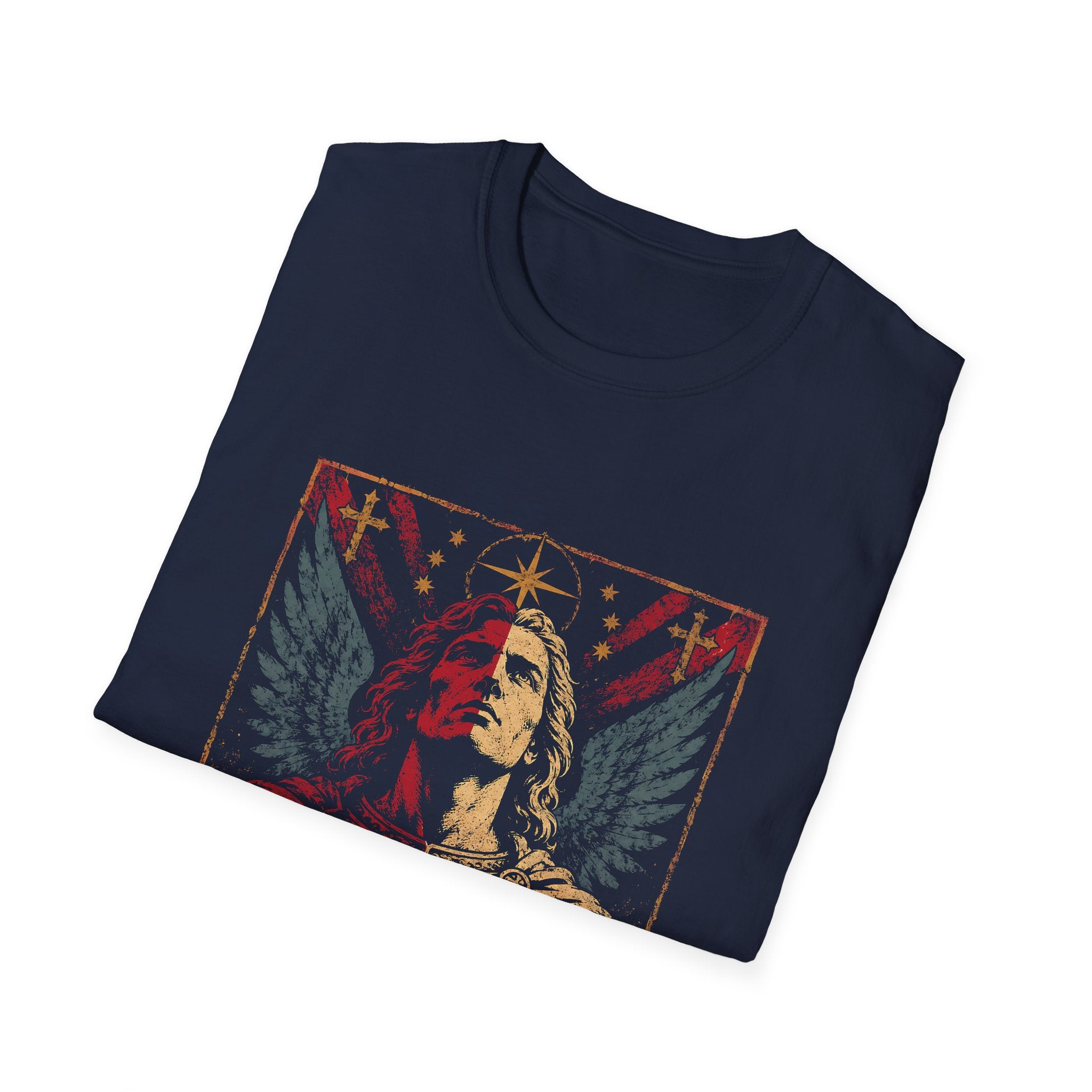 Faith Will Rise Christian Angel Warrior With Wings Cross Symbol And Spiritual Battle Power T-Shirt