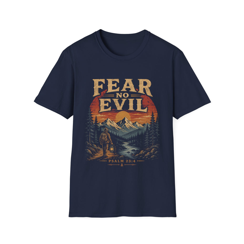 Fear No Evil Psalm 23 4 Christian Hiking Mountain Sunset Wilderness Bible Verse T-Shirt