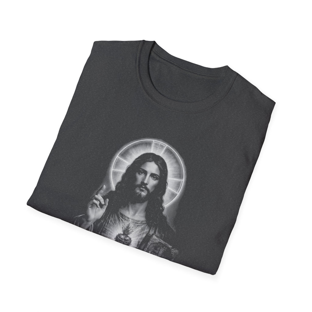 sacred heart of jesus christ with holy bible catholic christian religious image of jesus T-Shirt