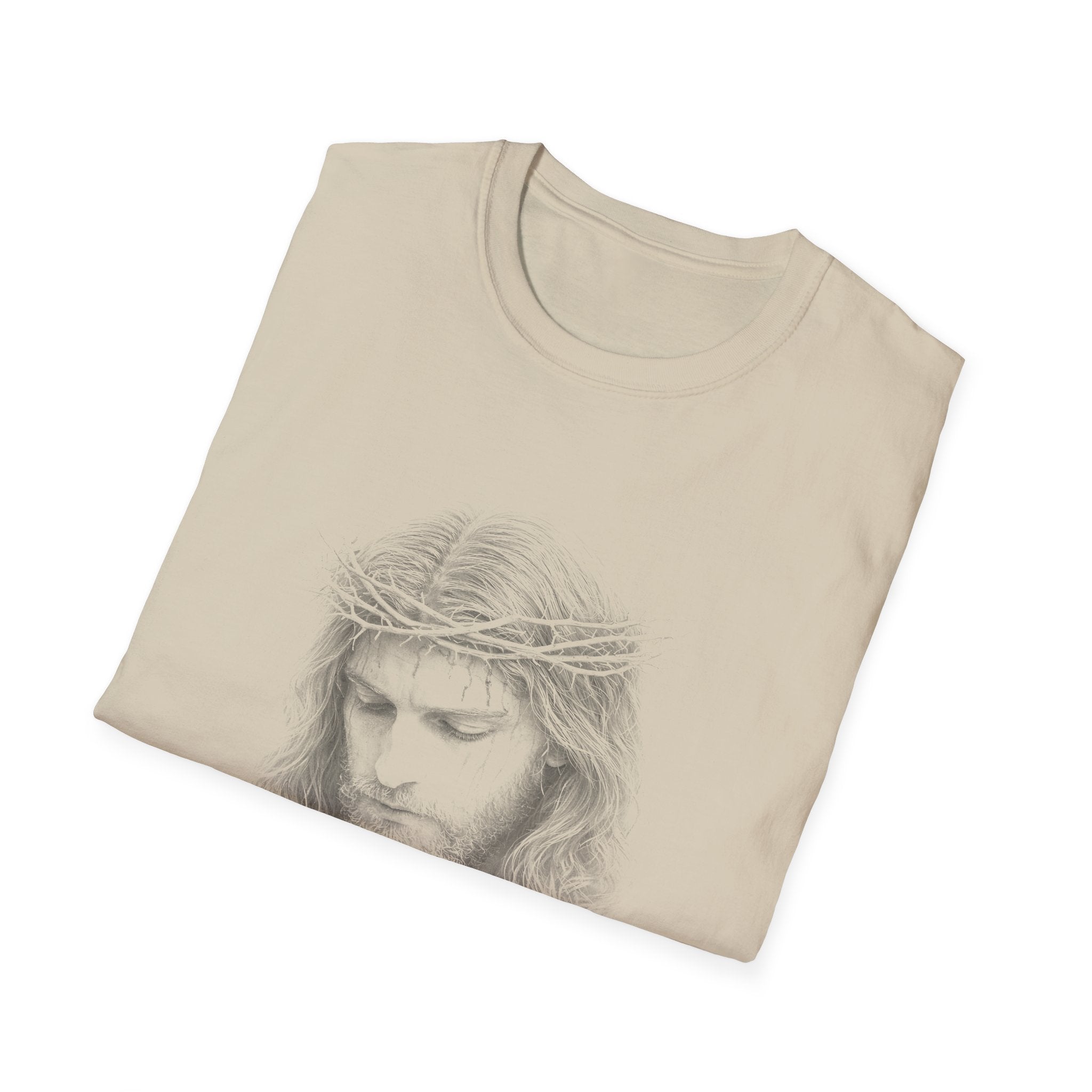 Jesus Christ Crown Of Thorns Portrait Christian Faith Lent And Easter Holy Week Religious Savior T-Shirt