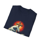 Made new baptized in christ cross and crashing ocean waves renewal T-Shirt