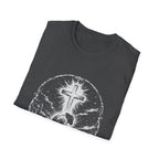 Cowboy Kneeling In Prayer Under Radiant Cross Western Christian Faith Desert Spiritual Scene T-Shirt