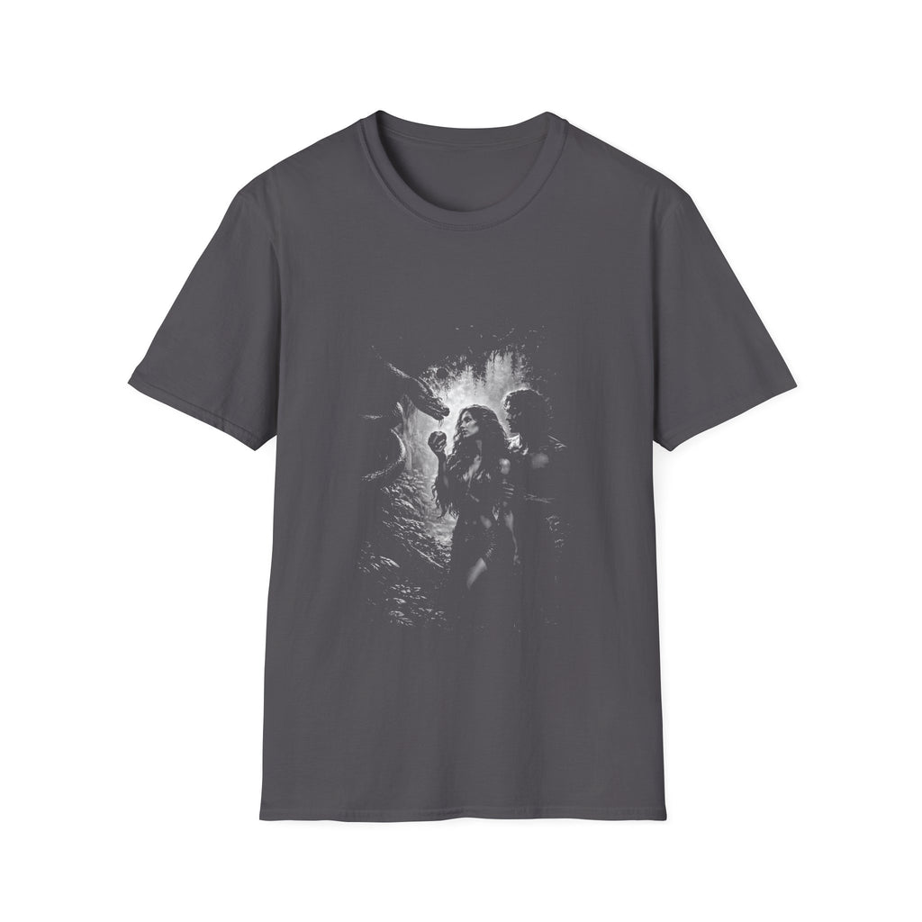 Eden temptation adam and eve serpent dark biblical design T-Shirt
