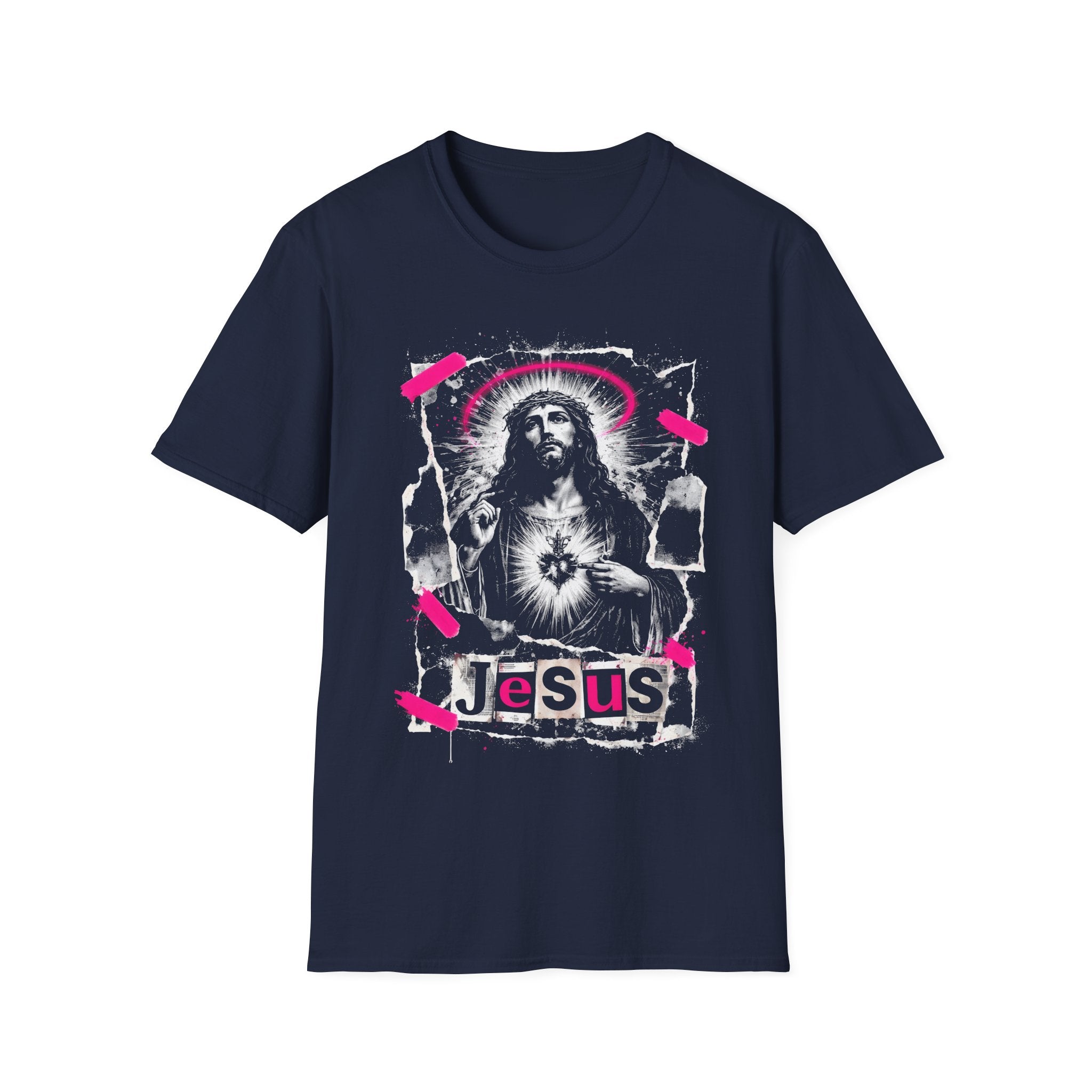 Jesus sacred heart urban christian pink halo grunge faith street style T-Shirt