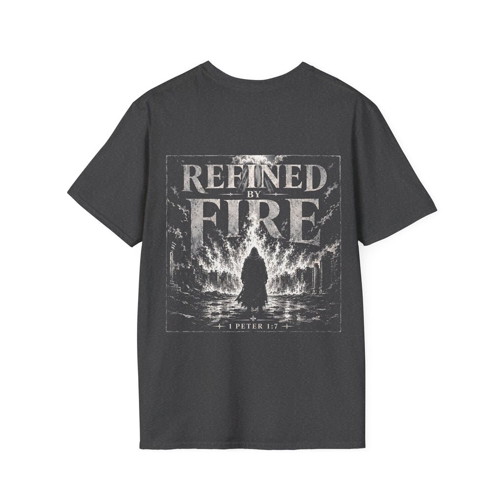 Refined By Fire 1 Peter 1 7 Christian Bible Verse Faith Through Trials Scripture Inspiration T-Shirt