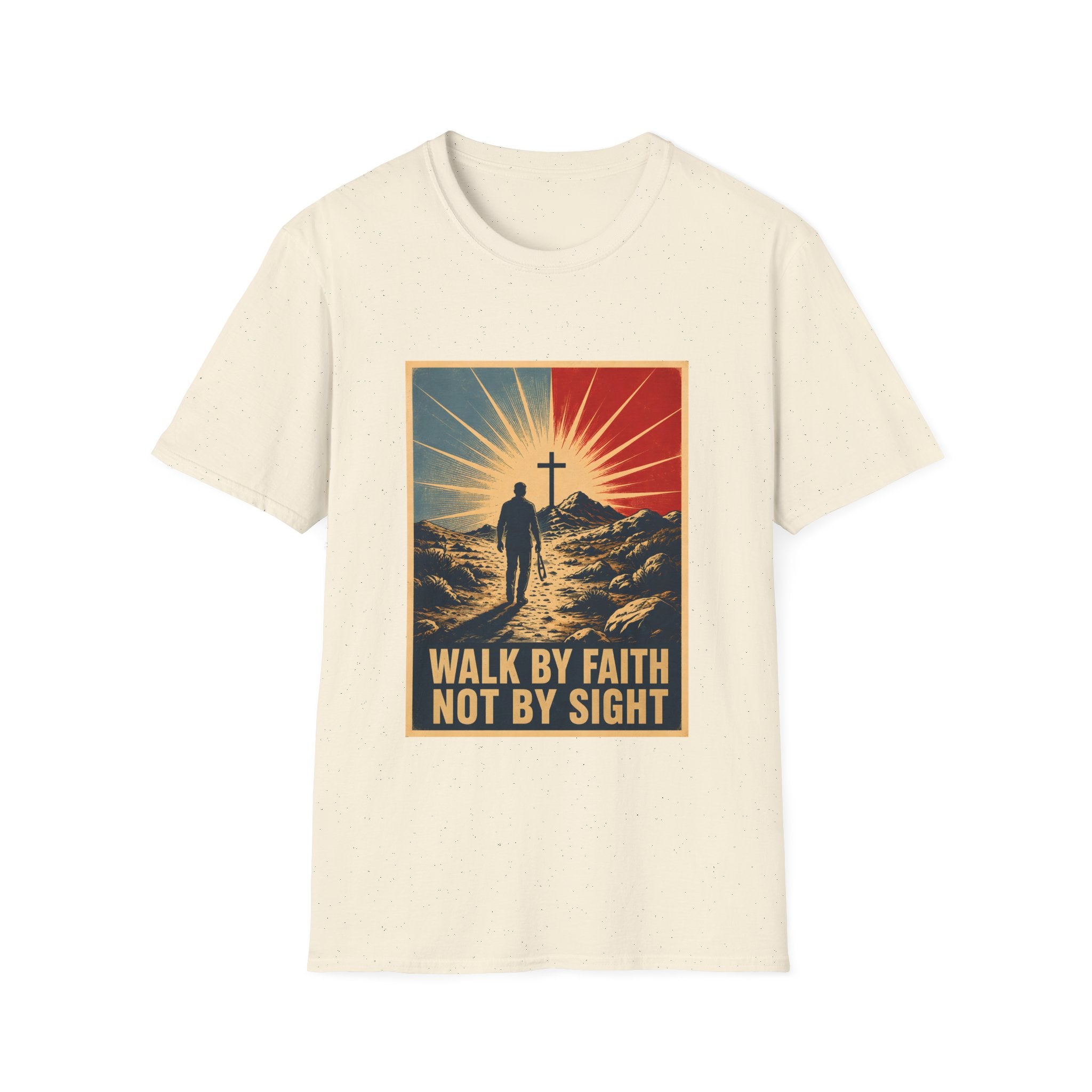 Walk By Faith Not By Sight Christian Cross Sunset Bible Verse Inspirational T-Shirt
