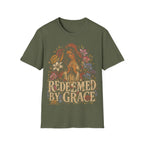 Redeemed By Grace Christian Faith Prayer And Flowers T-Shirt