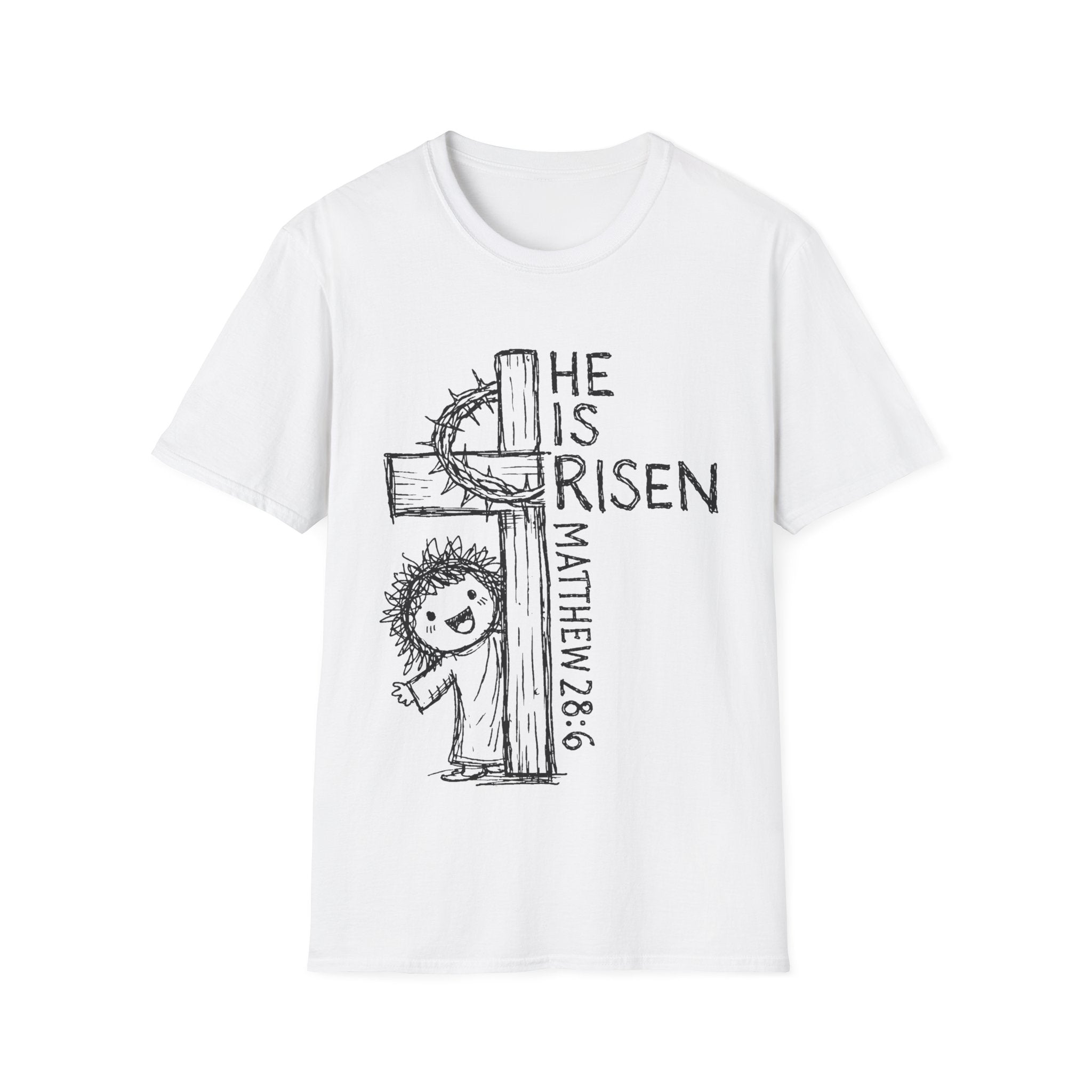 He is risen matthew 28:6 cute easter christian resurrection kids faith T-Shirt