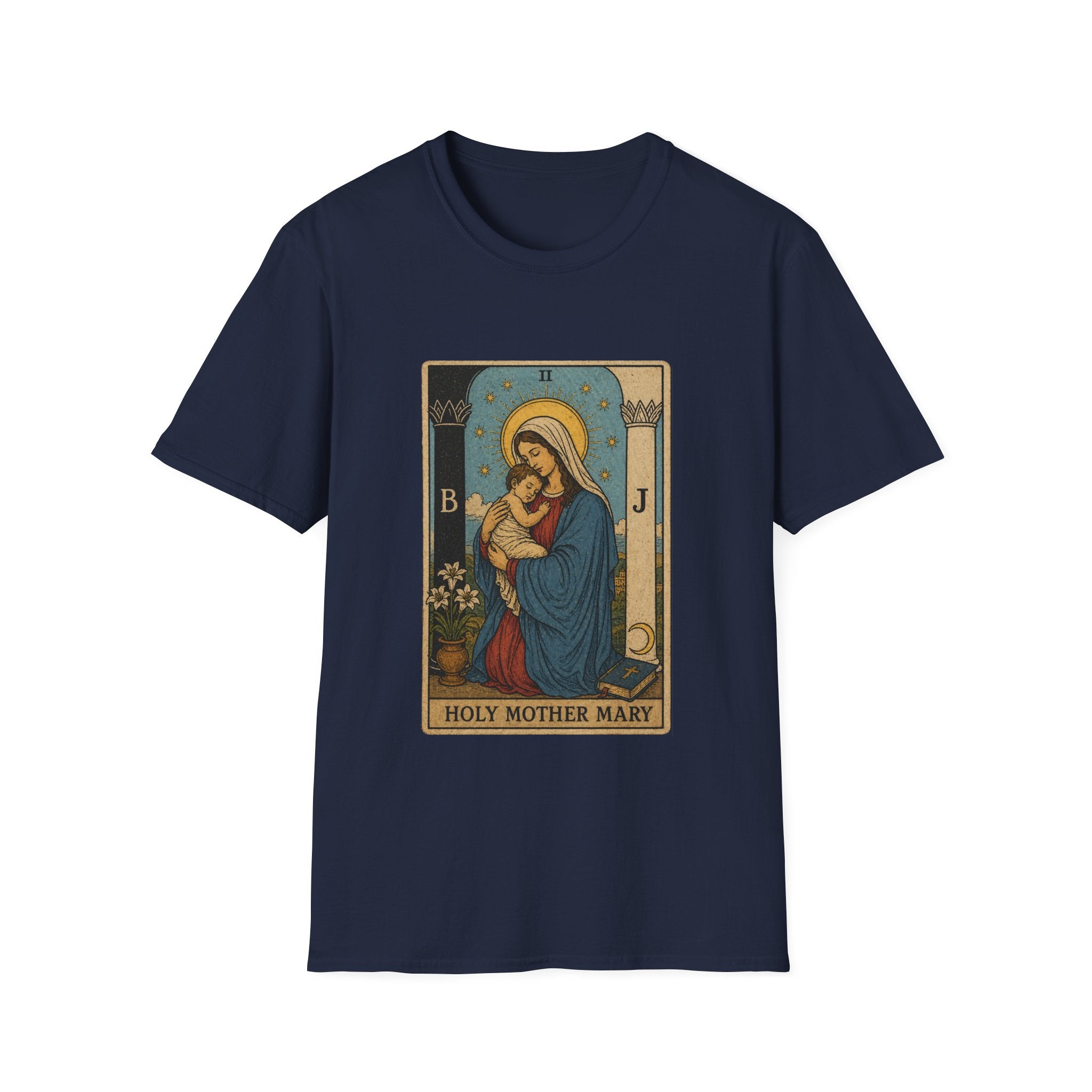 Holy mother mary vintage catholic art icon with baby jesus T-Shirt