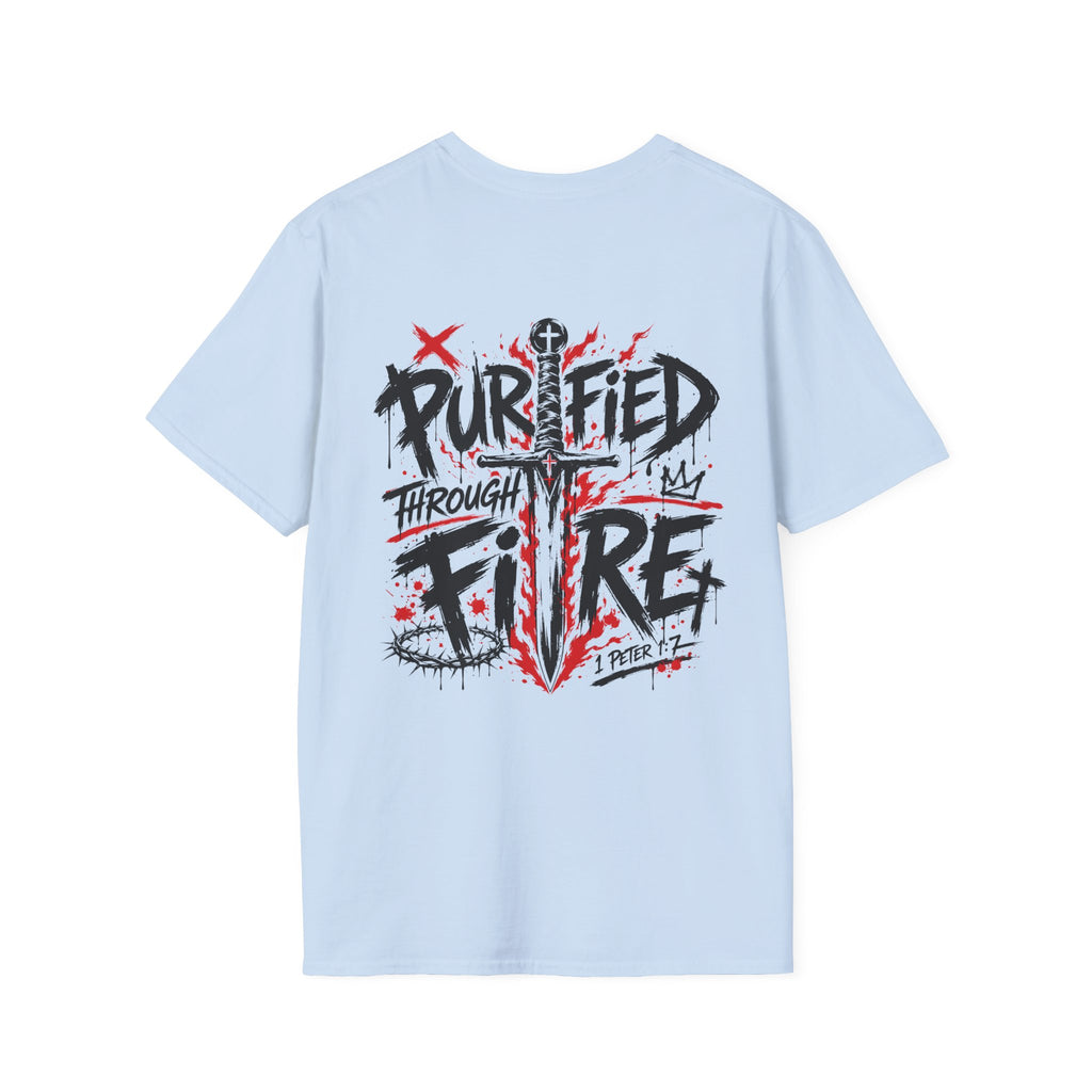 Purified Through Fire Christian Sword Cross 1 Peter 1 7 Bible Verse Faith