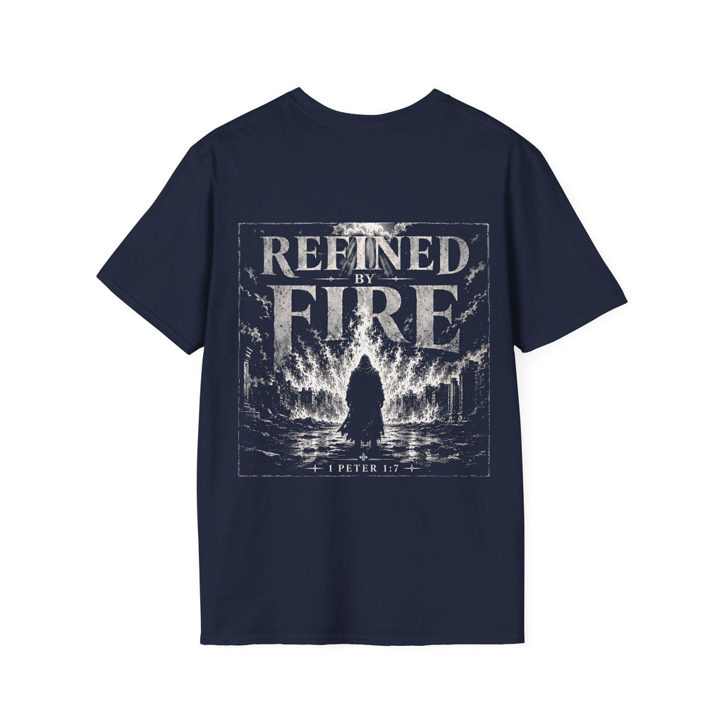 Refined By Fire 1 Peter 1 7 Christian Bible Verse Faith Through Trials Scripture Inspiration T-Shirt