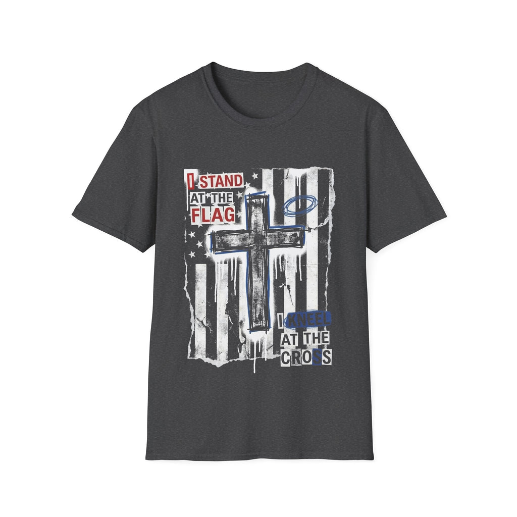 I stand at the flag i kneel at the cross christian patriotic american flag cross T-Shirt